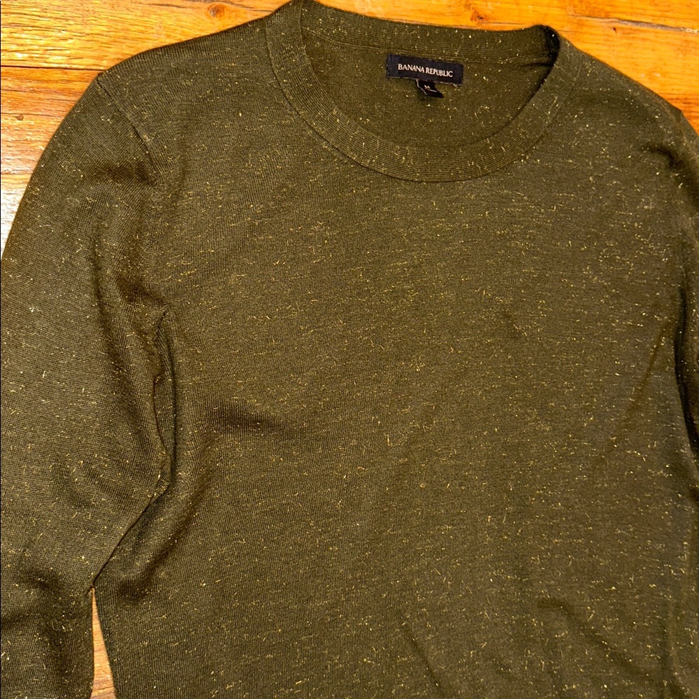 GAP Sparkle Thread Olive Merino Wool Sweater -M
